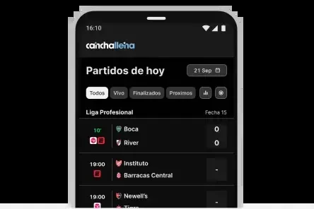 Imagen de celular con la app de Canchallena