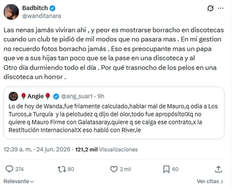Wanda Nara apunt&oacute; contra Mauro Icardi.