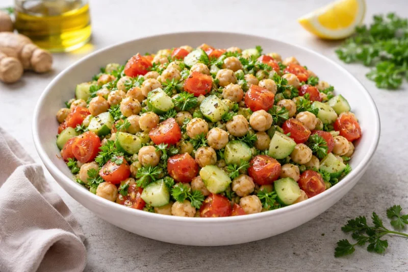 La ensalada griega de garbanzos que conquista por su frescura: receta fácil, saludable y lista en minutos