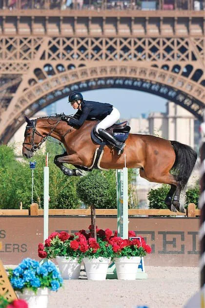 La amazona francesa y su caballo, Diamant de Demet, en la jornada inaugural, donde quedaron quintos en la categoría 1,40 metro

