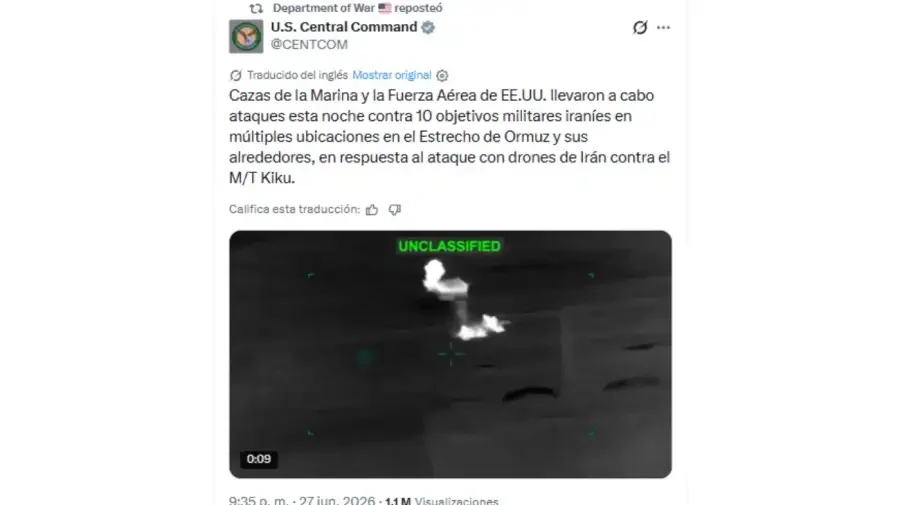 Washington bombardeó diez objetivos militares iraníes