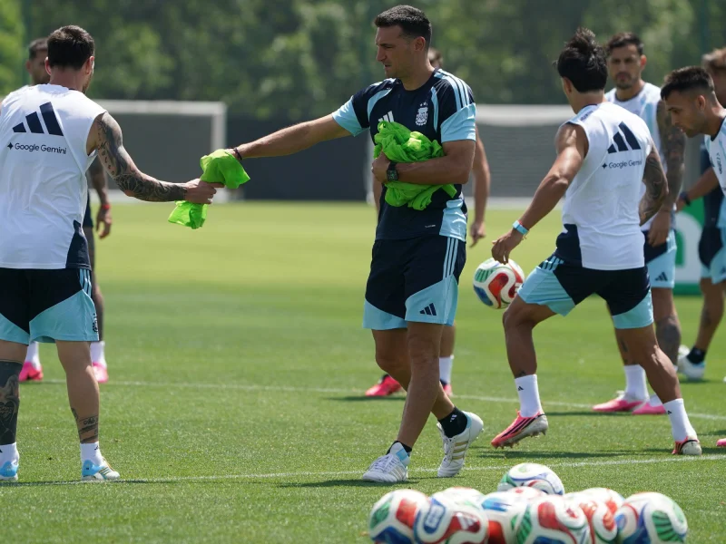 Scaloni jugó al despiste en el entrenamiento de la Selección: qué pecheras repartió de cara al cruce con Cabo Verde en el Mundial 2026