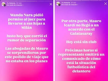 Desde el canal de streaming aseguraron que Wanda Nara habría solicitado un permiso para sacar a sus hijas del país, en medio de los rumores de separación de Mauro y la China