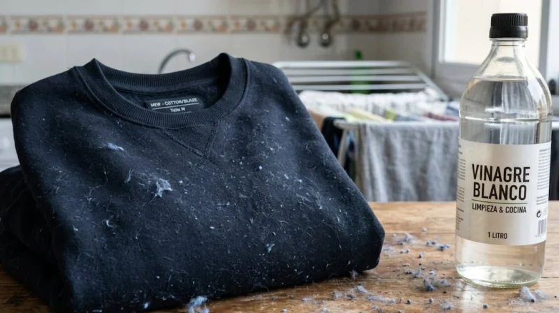 Ni rodillo adhesivo ni cepillo: el truco con vinagre blanco para que la ropa nueva no largue pelusas