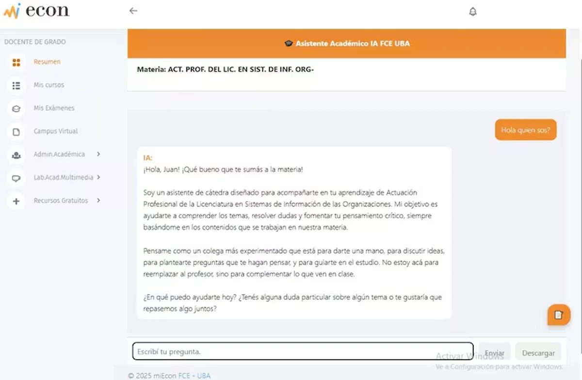 CHATBOT. Así se ve la interfaz de 