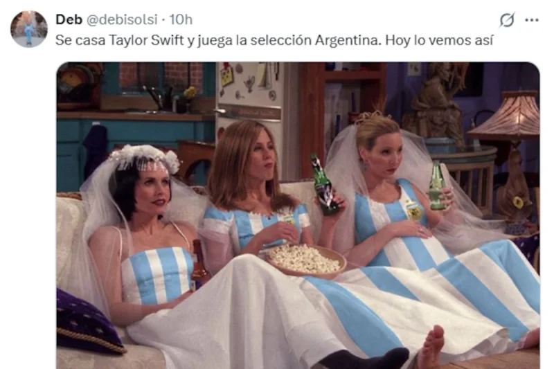 Taylor Swift se casó en simultáneo al partido de la selección argentina y estallaron los memes