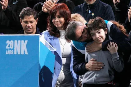 Cristina Kirchner junto a Axel Kicillof y Máximo Kirchner en tiempos de mejor relación política entre ellos