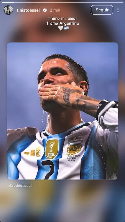 Tini Stoessel muerta de amor por Rodrigo De Paul, tras la victoria de la selección argentina